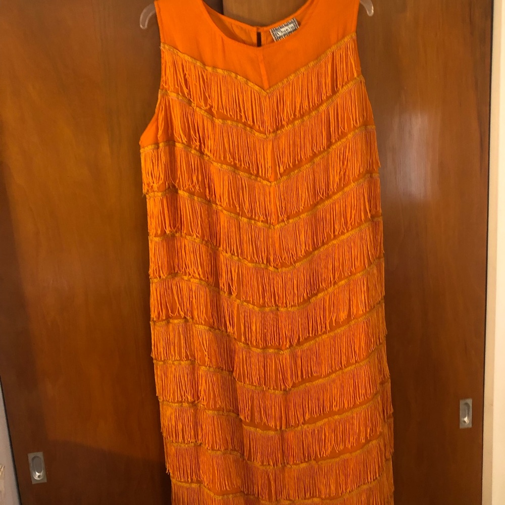 Orange fringe maxi dress